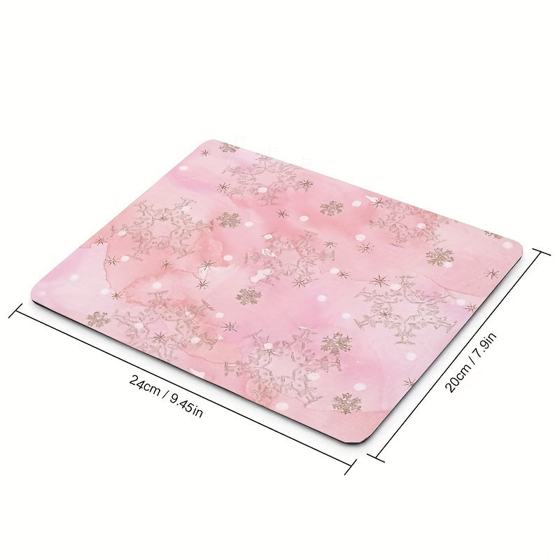 Pink Snowflake Boho Pattern Mouse Pad - Non Slip Rubber