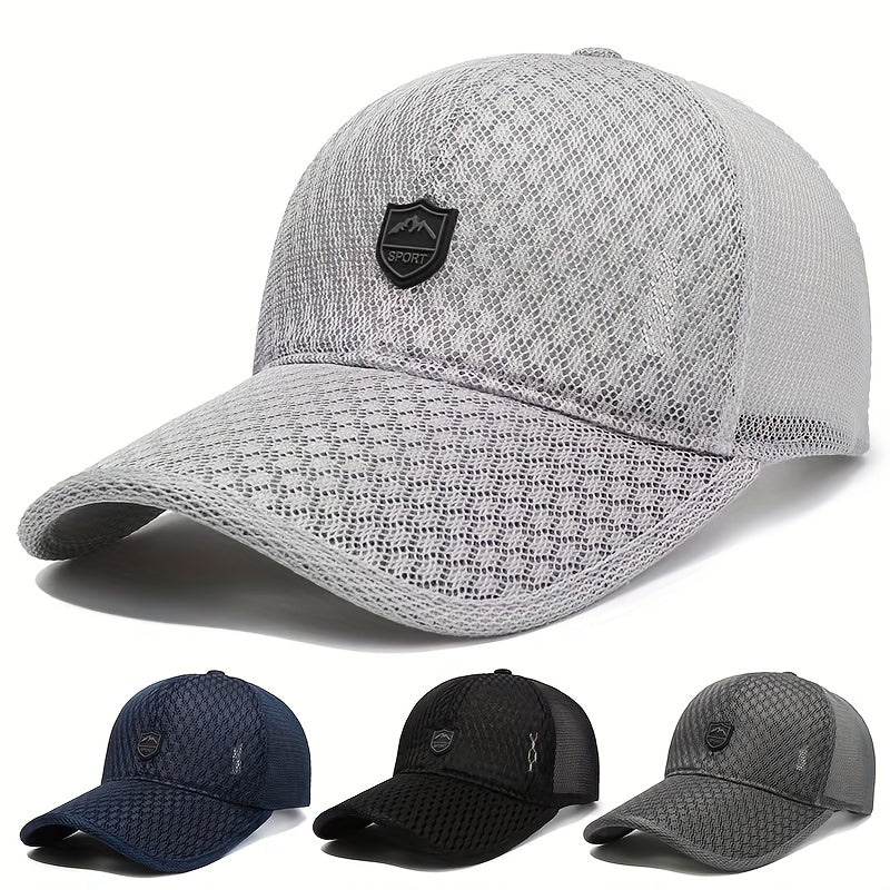 Men's Baseball Cap Long Brim Sun Hat Mesh Breathable Fishing Cap