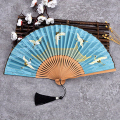 Crane Figure Folding Fan Women's Chinese Cultural Creative Fan