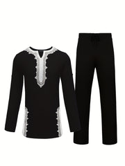 African Men Dashiki Suit Shirt Pants Set Formal Party Traditional Clothes