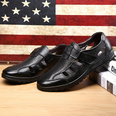 Men's Breathable Closed Toe Hollow Out Sandals with Adjustable Buckle
