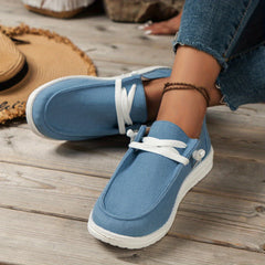 Women's Slip-On Canvas Shoes Round Toe Loafers Casual Walking Flats
