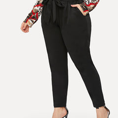 High Rise Skinny Pants Workwear With Belt