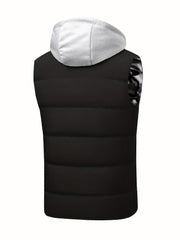 Men's Hooded Zip Up Cotton Vest with Pockets