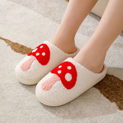Women's Mushroom Pattern Slippers Plush Lined Shoes