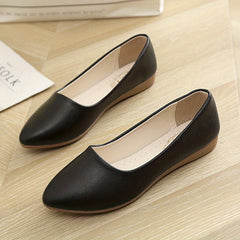 Women's Solid Flat Slip On Soft Shallow Mouth Shoes