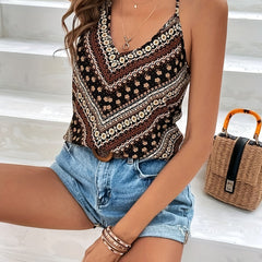 Floral Print Halter Neck Top Sleeveless