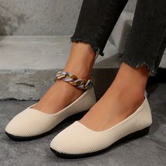 Women's Casual Striped Flat Shoes Lightweight Slip On Comfortable Shoes