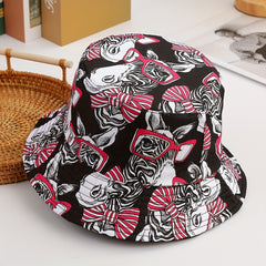 Unisex Versatile Sunshade Bucket Hat With Print Double sided Sun Hat
