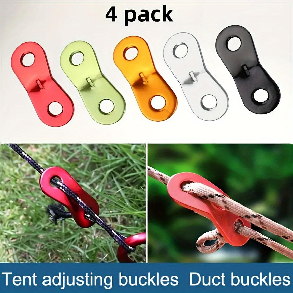 4 Pack Outdoor Aluminum Alloy Guyline Adjuster Tent Guyline Tensioner