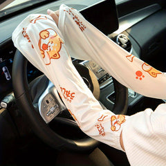 Sunflower Print Long Gloves UV Protection Sleeves Women