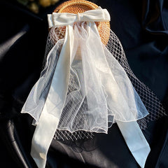 Wedding Bow Veil Satin Mesh Barrettes Bridal Party Favor Decorations