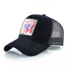 Animal Baseball Cap Sunshade Mesh Embroidery Truck Driver Octopus Hat