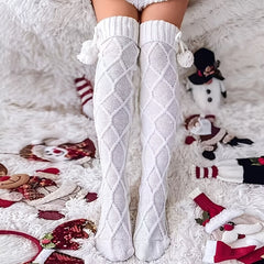 Sexy Cable Knit Over Knee Socks Women's Stockings