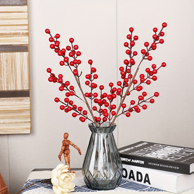 Artificial Red Berry Stems for Living Room Decor - Christmas Tree Picks