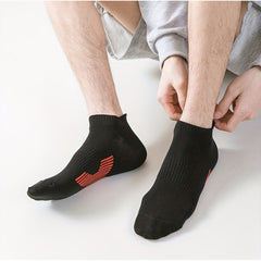 5 Pairs Men's Thin Cotton Sport Anklets for Running Football Basketball