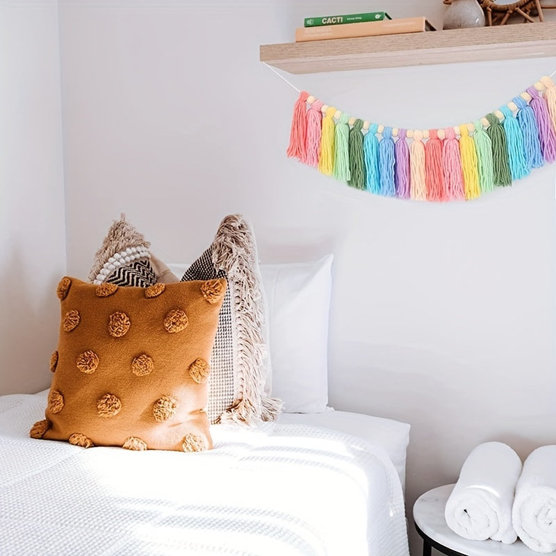Colorful Rainbow Tassel Carnival Garland Wall Hanging Fall Decor