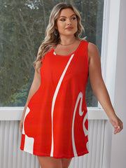Abstract Print Round Neck Tank Sleep Dress