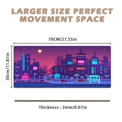 Pixel Style Night City Scene Vehicle Art Anti-Slip Mouse Pad