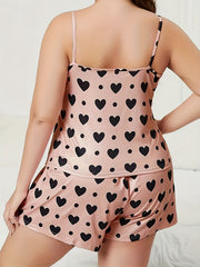 Heart Print Cami Top & Shorts Pajama Set