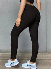 Women's Button Fly Ripped Skinny Jeans