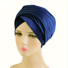 Velvet Turban Cap Solid Hijab Hat Elastic Head Wrap Ramadan Headscarf