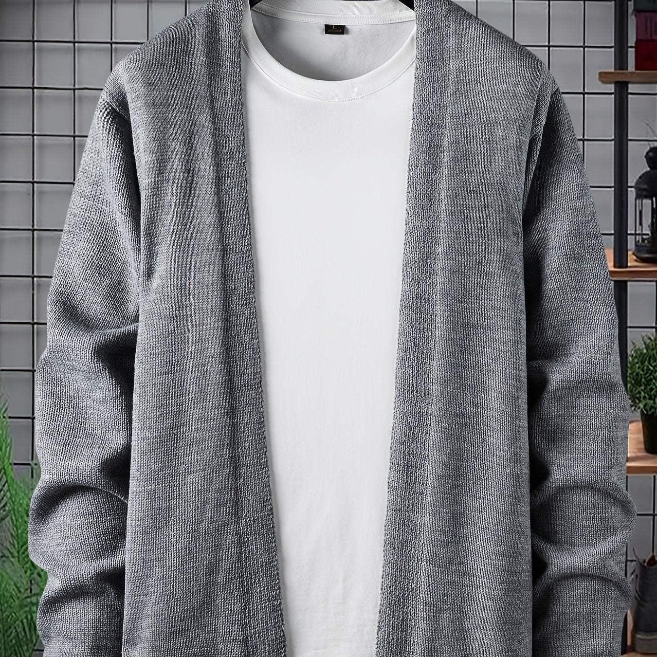 Men's Crew Neck Knit Cardigan Long Sleeve Sweater