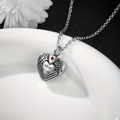 Miss You Heart Pendant Pet Urn Necklace Cremation Jewelry