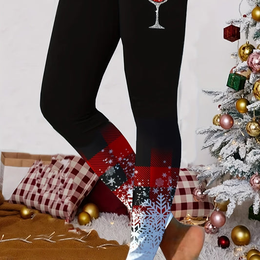 Colorblock Graphic Print High Stretch Leggings