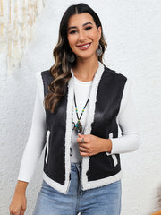 Solid Button Front Sleeveless Warm Vest Women's Clothing