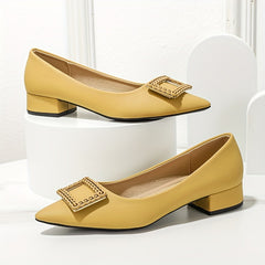 Women's Buckle Decor Soft Chunky Heel Shoes