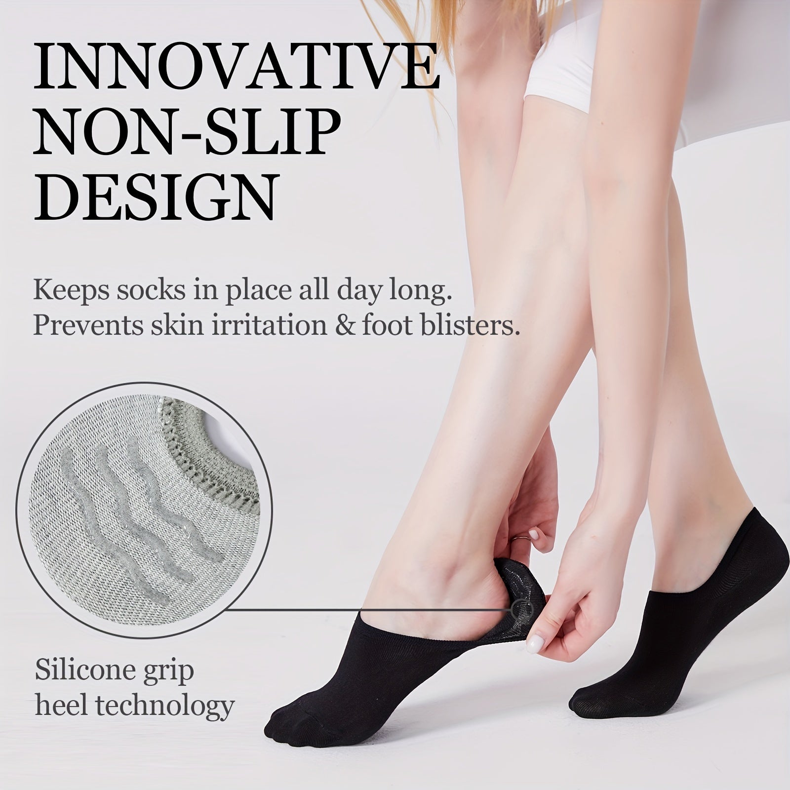 8 Pairs Solid Short Socks Non slip Ankle Socks Women's Stockings