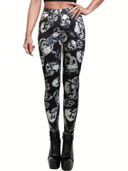 Gothic Skull Print Halloween Leggings