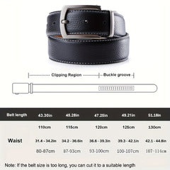Men's Reversible Genuine Leather Belt with Single Prong Buckle