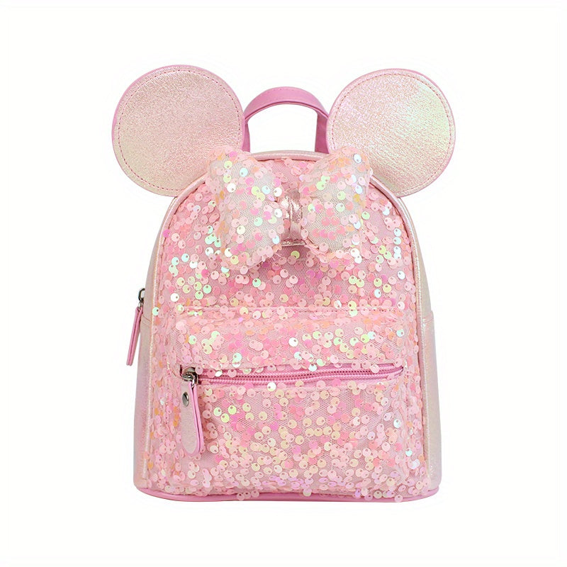 Kids Mouse Ear Sequin Butterfly Knot Backpack For Girls Boys