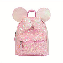 Kids Mouse Ear Sequin Butterfly Knot Backpack For Girls Boys