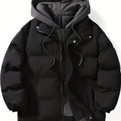 Men's 2 In 1 Casual Outdoor Sports Zip Padded Hooded Jacket