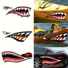 2pcs Shark Teeth Large Waterproof Sticker Removable Decals