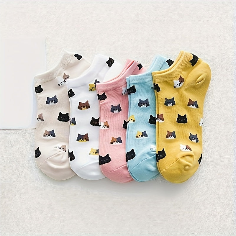 Cat Print Cartoon Socks & Ankle Socks Women's Stockings