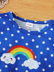 2pcs Baby Girls Rainbow Print Dress Set for Summer