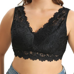 Floral Lace Wide Strap Hook & Eye Bralette