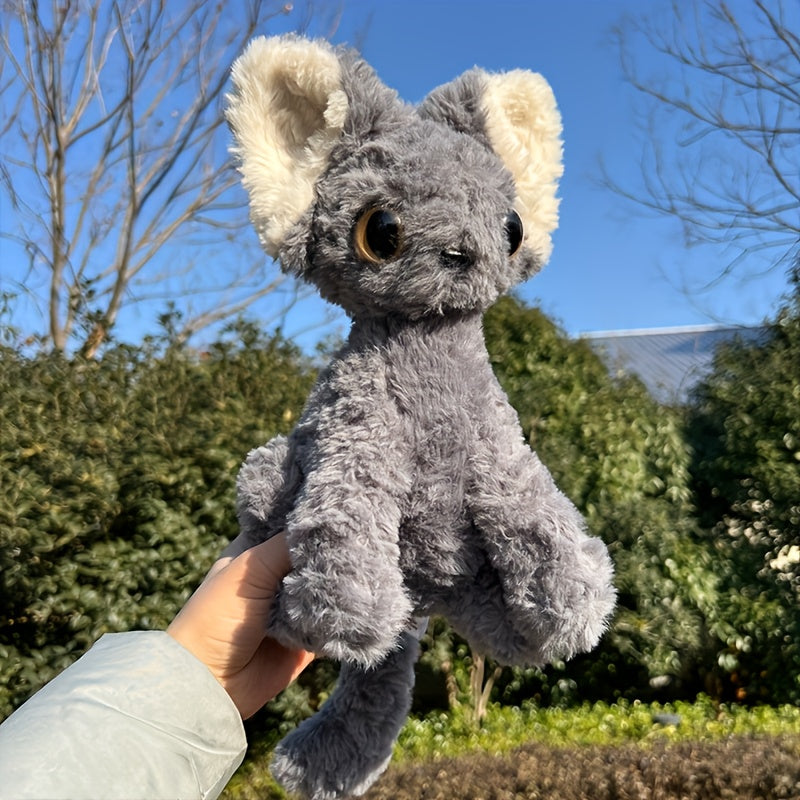 Gray Kitten Stuffed Animal Soft Fluffy Ears Cuddly House Cat Simulation
