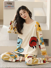 Cartoon Print Pajama Set Women's Sleepwear