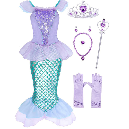 Girls Mermaid Dress Costume Party Cosplay Outfit Kids Clothes