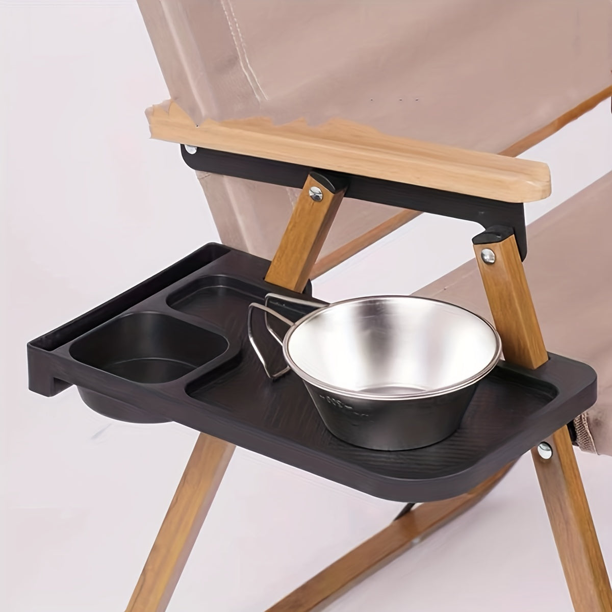 Aluminum Recliner Chair Side Tray Cup Holder Outdoor Camping Accessory