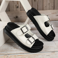 Women's Open Toe Faux Leather Flat Beach Shoes