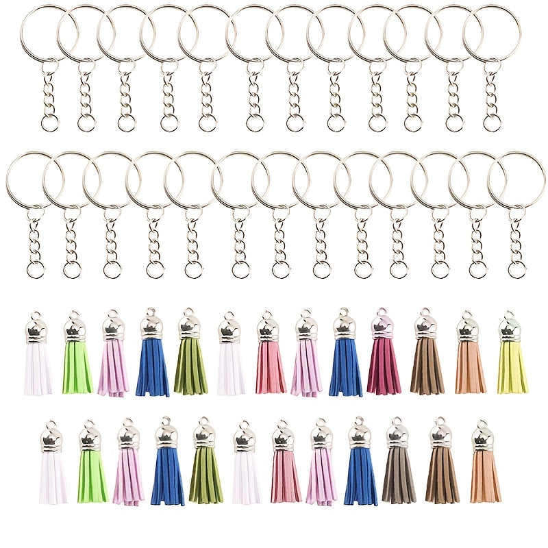 Key Chain Ring with Tassel Pendants Bulk for Crafts 100Pcs