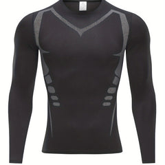 Men's Geometric Compression Shirt for Outdoor Fitness