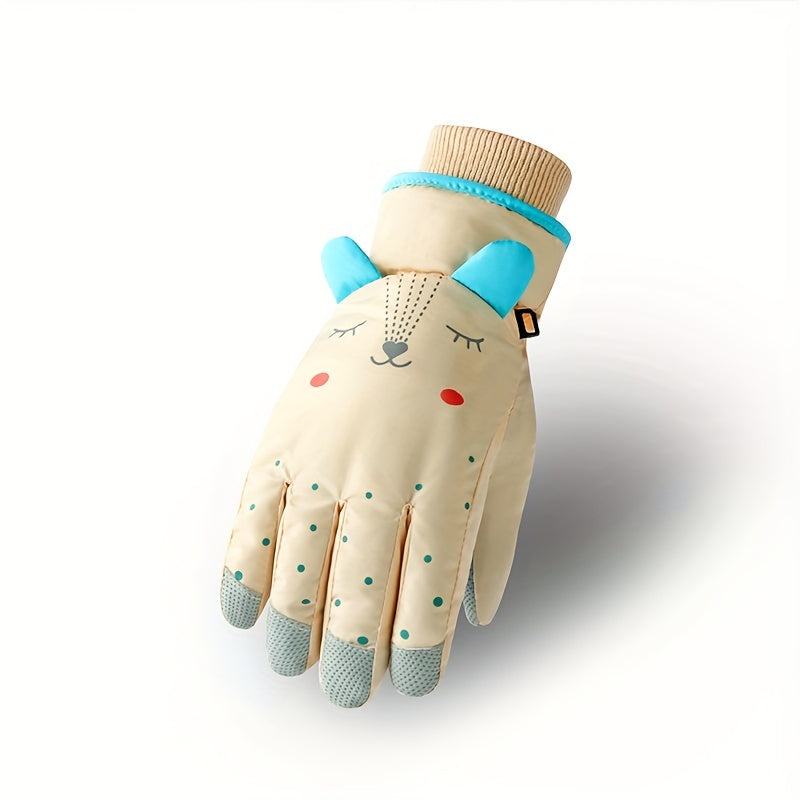Kids Winter Waterproof Windproof Cartoon Padded Gloves