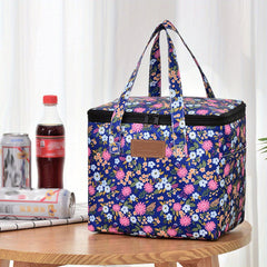 Leakproof Insulated Lunch Bag, Pink Floral, Aluminum Foil Lining, Handle
